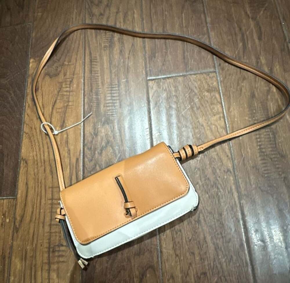 Zara Two-Tone Crossbody Bag Tan White Wallet Purse
